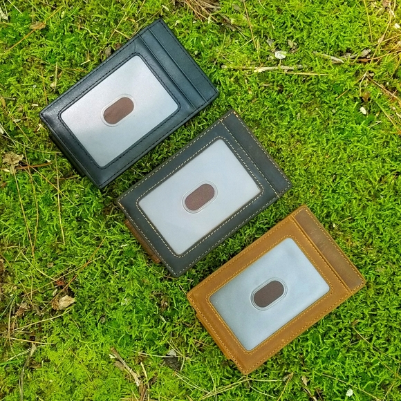 SOLD OUT! Genuine Leather Mens Money Clip ID Case - Picture 6 of 6